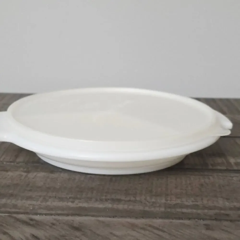 Vintage Tupperware Suzette Divided Relish Tray Dish 608-3 Handle Cover White